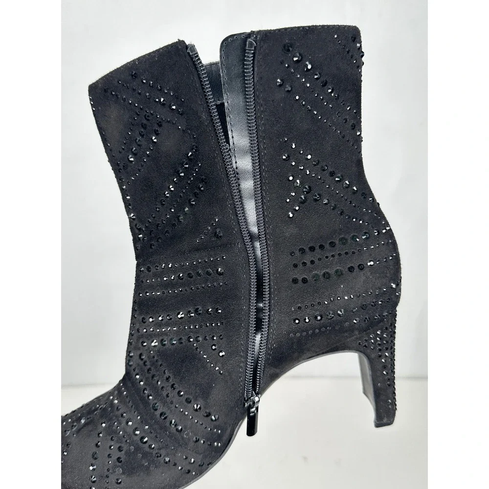 INC International Concepts Vyomi Black Rhinestone Studded Ankle Boots Womens 11M